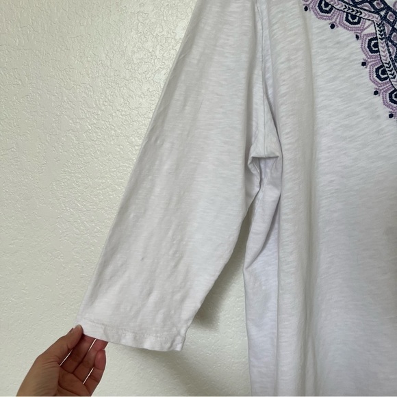 2/$30 Talbots Cotton Embroidered Longline Tunic 3/4 Sleeve SZ 1X Plus - Picture 4 of 11